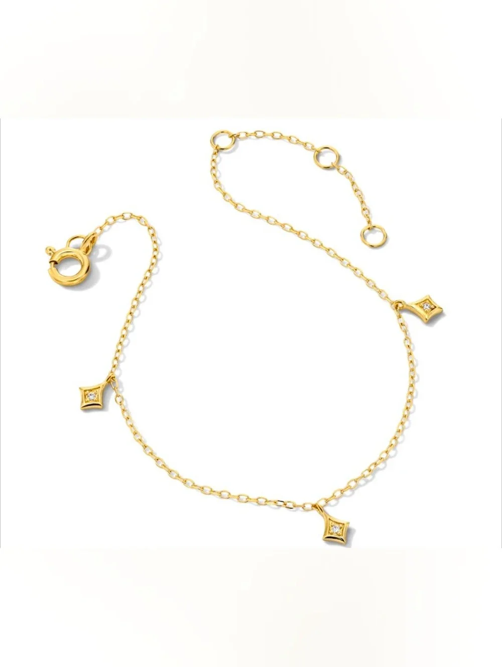 Lab-Grown Diamond-Accent Rhombus Dangle Station Bracelet